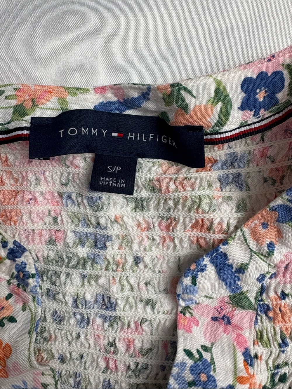 Tommy Hilfiger Pastel Floral Smocked Blouse